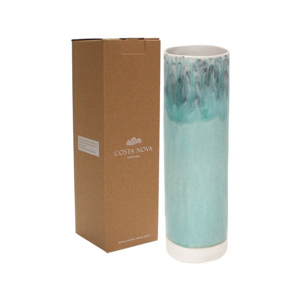 Vaso turchese in gres dipinto a mano (altezza totale 30 cm) Madeira – Costa Nova-image-1