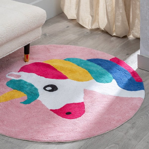 Tappeto in cotone per bambini ø 100 cm Unicorn - Ixia-image-1