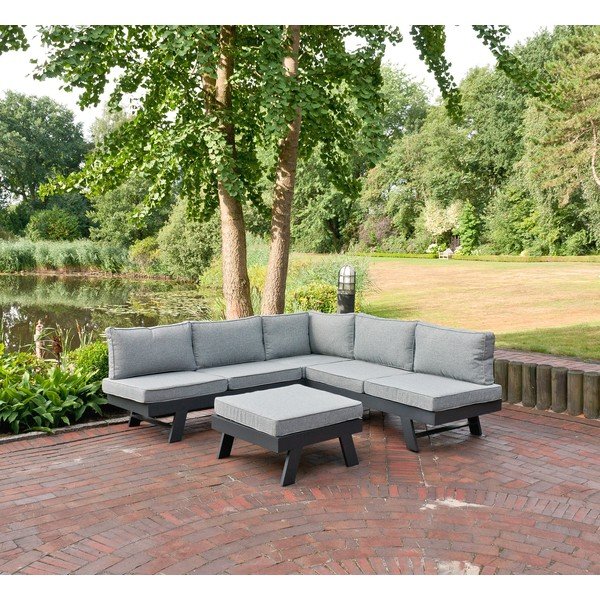 Set di mobili da giardino grigio in alluminio per 4 persone Donna – Garden Pleasure-image-3