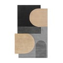 Tappeto nero e grigio in lana tessuto a mano 150x240 cm Lozenge Monochrome – Flair Rugs