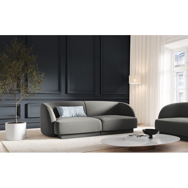 Divano in velluto grigio 184 cm Miley - Micadoni Home-image-1