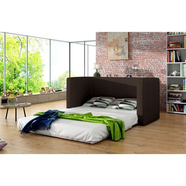 Divano marrone allungabile e rivestimento in ciniglia 132 cm Neva – ELTAP-image-2