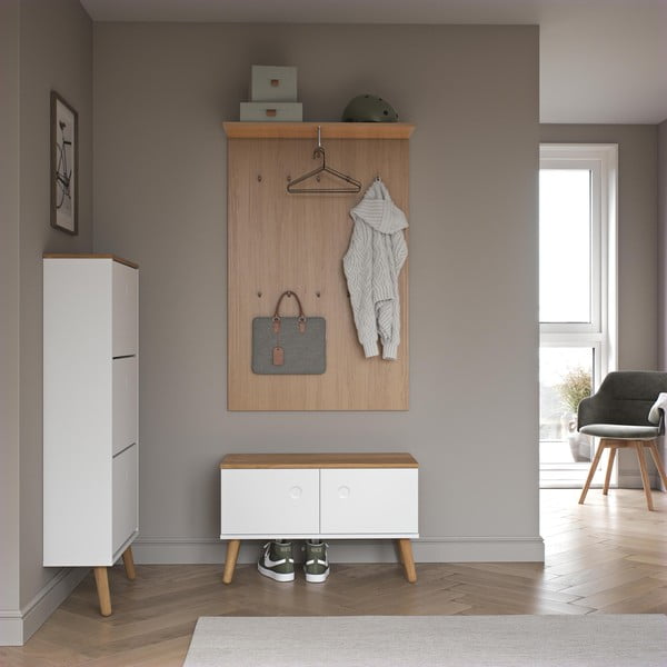 Pannello appendiabiti in rovere decorato in colore naturale Dot - Tenzo-image-1