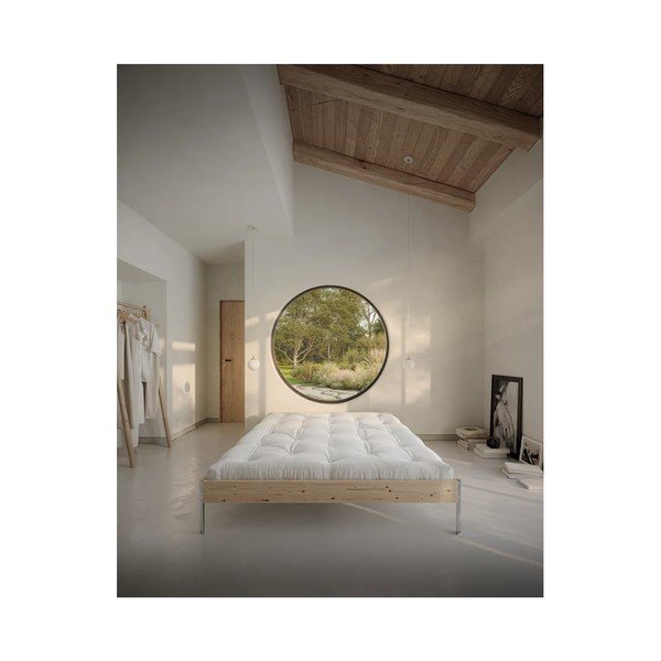Letto matrimoniale di colore naturale in pino massiccio senza testiera con rete inclusa 160x200 cm Core – Karup Design-image-4