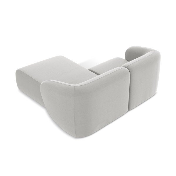 Divano angolare grigio chiaro (con penisola a destra/con chaise lounge) con rivestimento in velluto Lani – Makamii-image-3