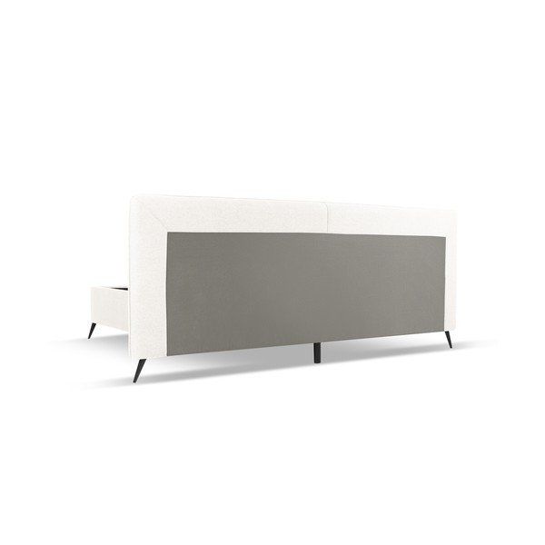 Letto matrimoniale imbottito crema con contenitore e griglia 160x200 cm Walter - Milo Casa-image-3