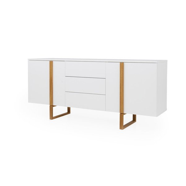 Cassettiera bianca con gambe in rovere , 176,5 x 78 cm Birka - Tenzo-image-2