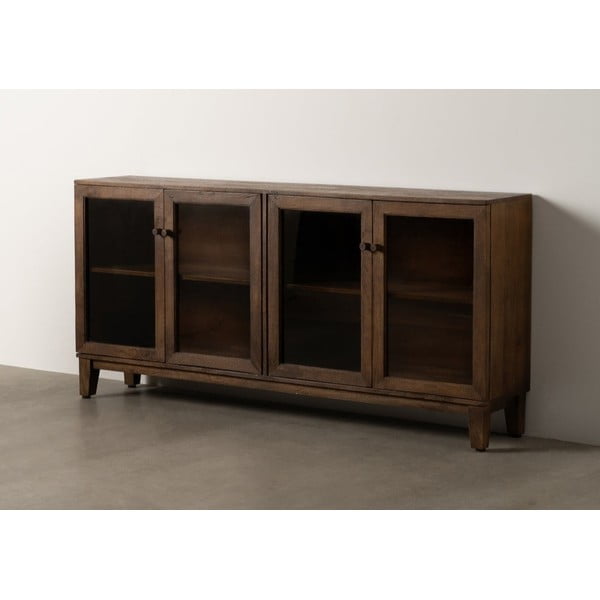 Vetrina marrone in mango massiccio 180x87x35 cm Ravi – Ixia-image-1