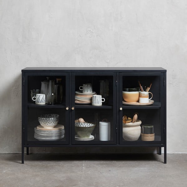 Vetrina in metallo nero 132x85 cm Carmel - Unique Furniture-image-1