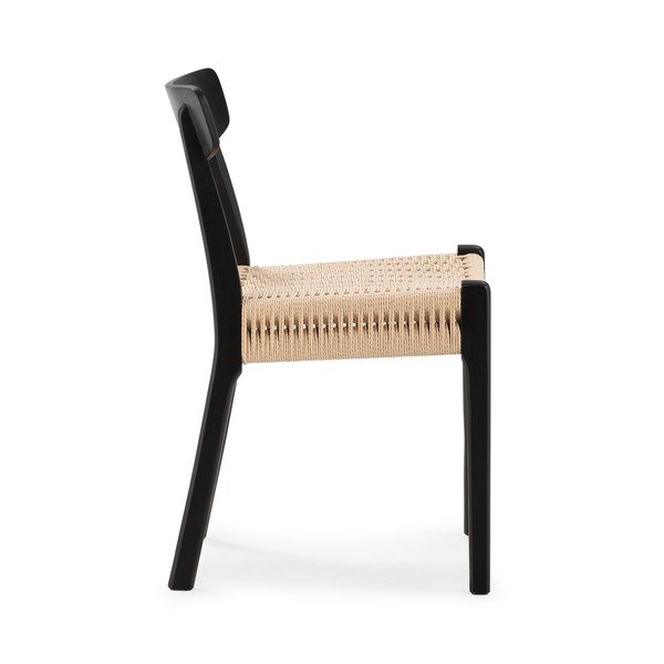 Sedie da pranzo in set nere in legno di cauciù massiccio 2 pz Biel – MOME-image-4