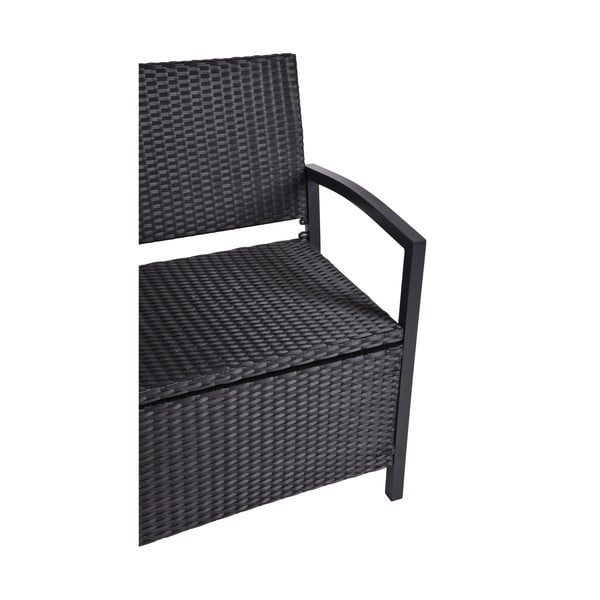 Panchina da giardino in rattan nero Ferrara - Garden Pleasure-image-2