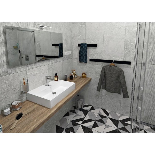 Portasciugamani in alluminio nero, larghezza 80 cm Patron - Sapho-image-1