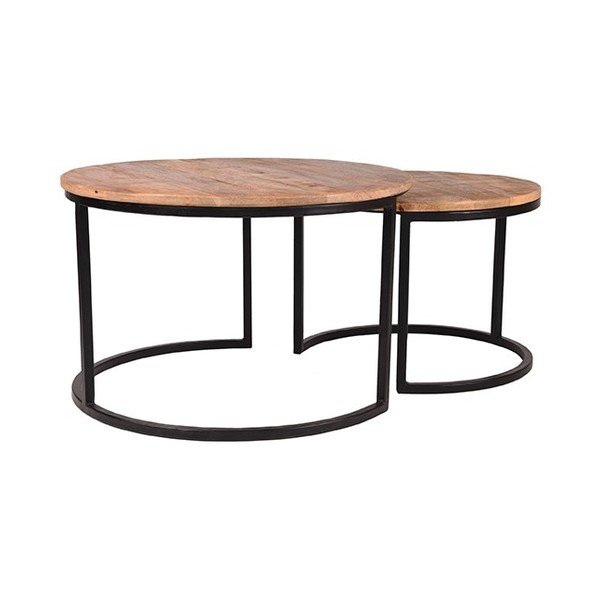 Sada 2 odkládací stolků z mangového dřeva LABEL51 Coffee, ⌀ 50 cm a ⌀ 70 cm-image-3