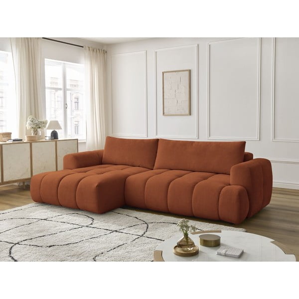 Divano angolare color mattone allungabile e con contenitore (penisola a sinistra/chaise lounge) Fuji – Bobochic Paris-image-1