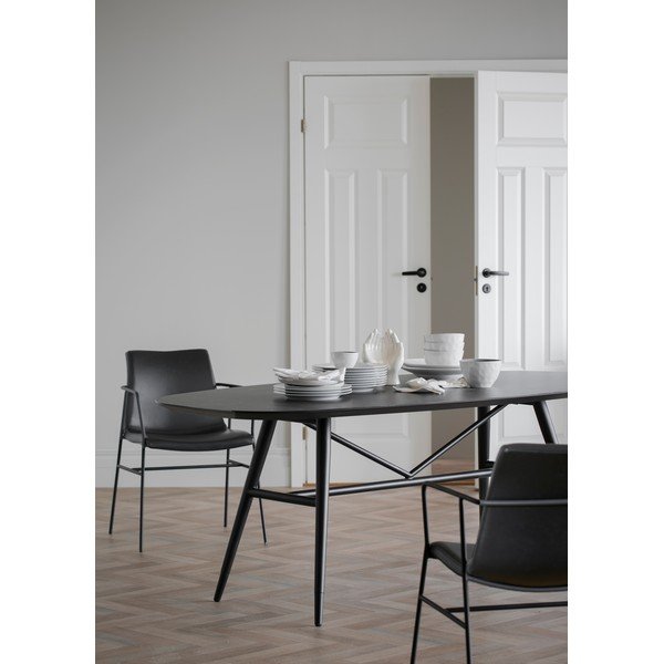 Sedia da pranzo nera con rivestimento in similpelle Huntingbay Huntington - Rowico-image-1