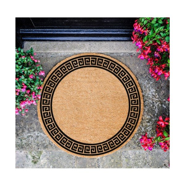 Tappeto rotondo nero in cocco naturale , ⌀ 70 cm Greek Border - Artsy Doormats-image-2