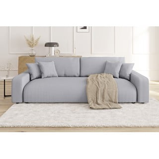 Divano grigio chiaro allungabile/con contenitore con rivestimento in velluto a coste 234 cm Sara – Ropez