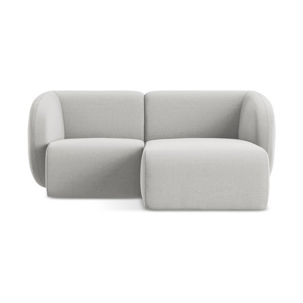Divano angolare grigio chiaro (con penisola a destra/con chaise lounge) con rivestimento in velluto Lani – Makamii