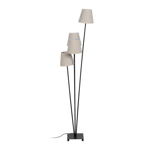 Lampada da terra nera e crema con paralume in tessuto (altezza 144 cm) - Ixia