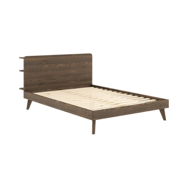 Letto matrimoniale marrone in legno di pino con griglia 160x200 cm Retreat - Karup Design