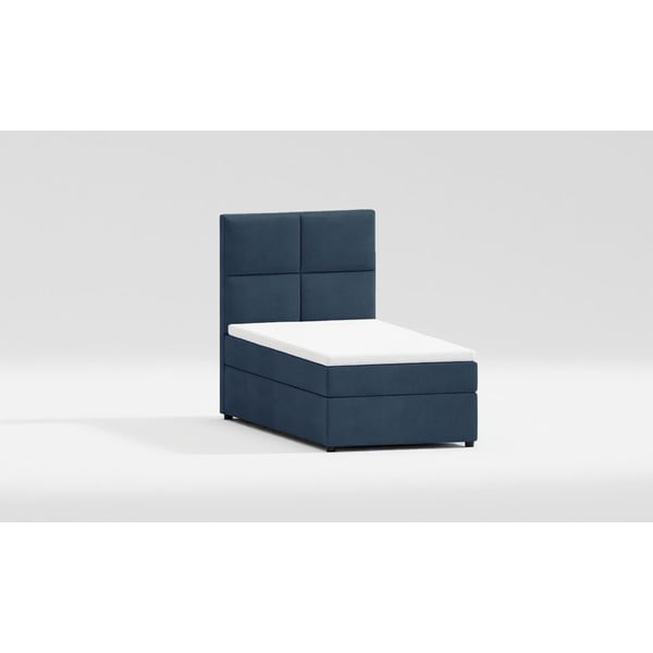 Letto singolo imbottito con contenitore blu scuro con materasso e topper inclusi 80x200 cm Lena – Ropez-image-4