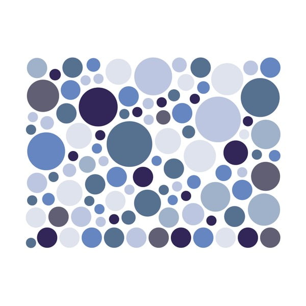 Set di 100 adesivi murali blu Adesivi rotondi - Ambiance-image-2