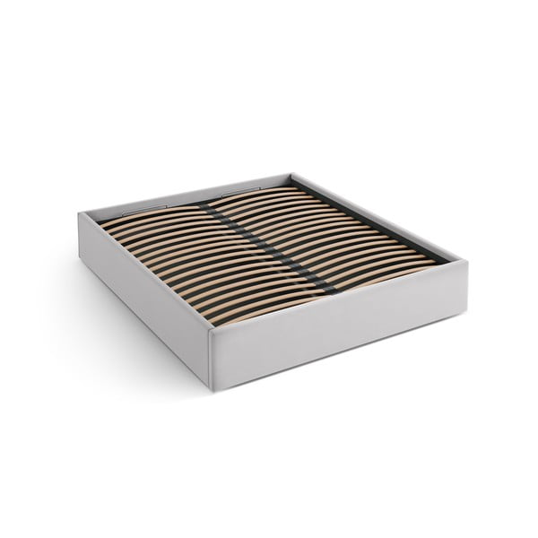 Letto matrimoniale imbottito grigio chiaro con contenitore/senza testiera con rete inclusa 200x200 cm Susan – Micadoni 