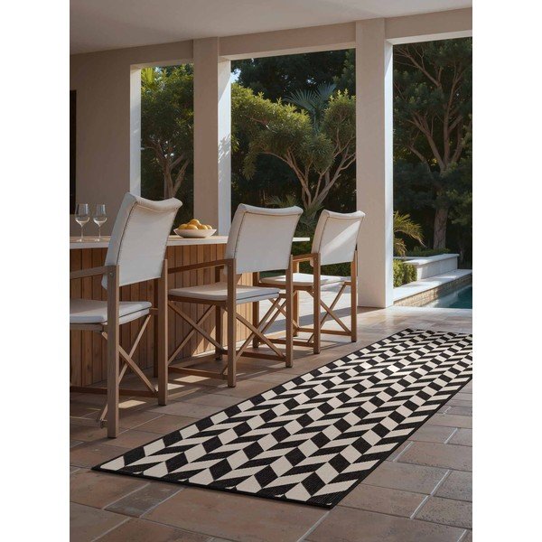 Passatoia da interno ed esterno nera/color crema 80x200 cm Haringey Terrick – Ted Baker-image-2