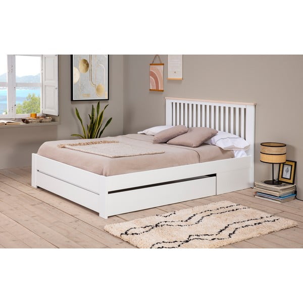 Letto matrimoniale bianco con griglia 140x190 cm Enara - Marckeric-image-4