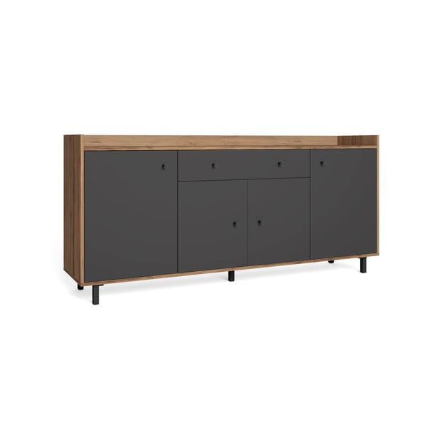 Cassettiera bassa grigia in noce 132x84 cm Malta - Marckeric-image-2