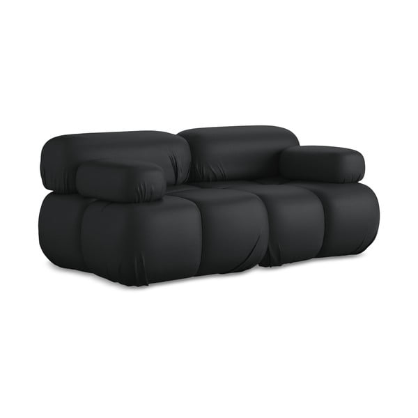 Divano componibile nero con rivestimento in finta pelle 190 cm Lokua – Makamii-image-3