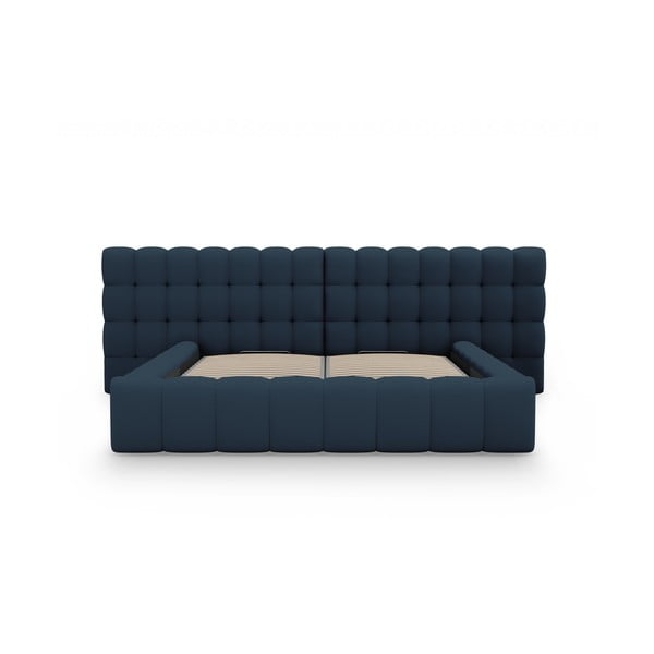 Letto matrimoniale imbottito blu scuro con spazio contenitivo e rete 200x200 cm Mamaia - Micadoni Home-image-4