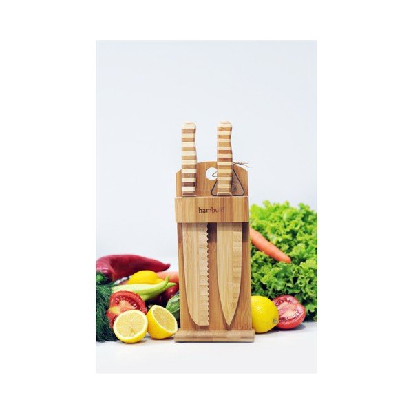 Supporto in bambù con 2 coltelli Chapati - Bambum-image-1
