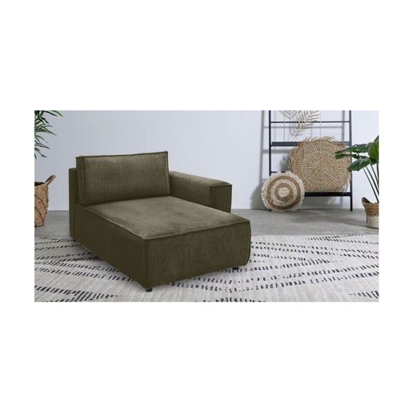 Modulo divano in velluto a coste verde chiaro, angolo destro Nihad modular - Bobochic Paris-image-1