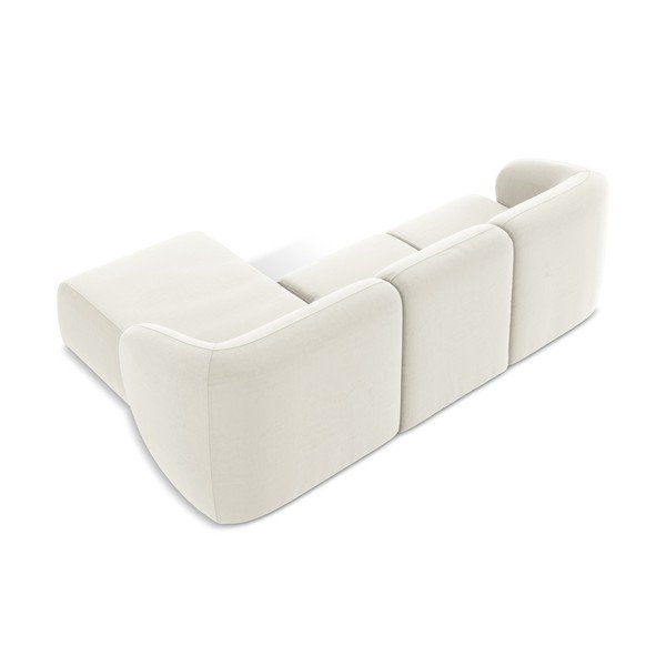 Divano angolare beige (con penisola a destra/con chaise lounge) con rivestimento in velluto Lani – Makamii-image-3