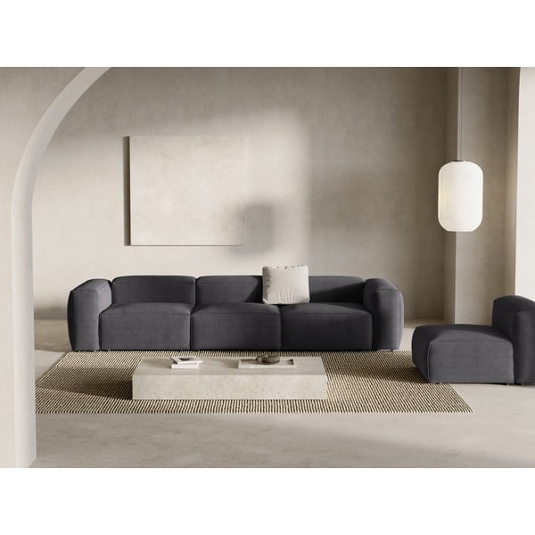 Divano grigio scuro con rivestimento in velluto a coste 364 cm Bergamo – Cosmopolitan Design-image-1