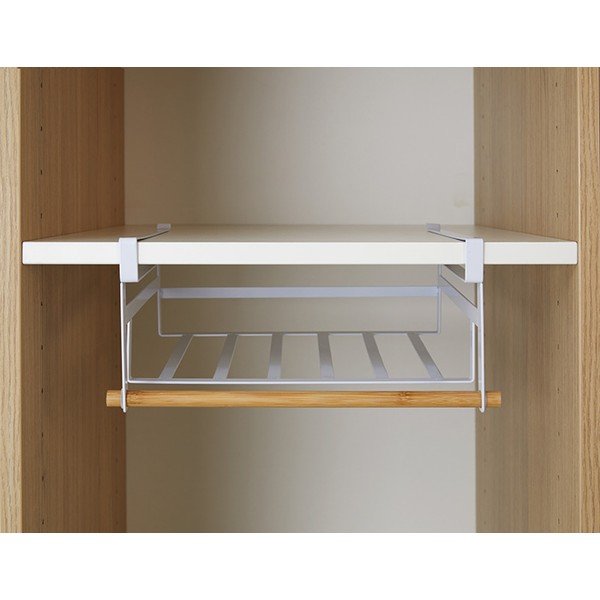 Scaffale bianco per armadio appeso sotto la guida del cestino dello scaffale - Compactor-image-1