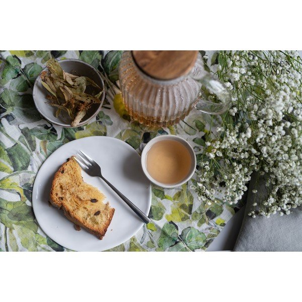 Sottobicchieri in panno verde in set da 4 Lotus - Linen Tales-image-2