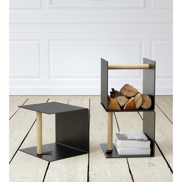 Portaoggetti nero in metallo/in eco pelle 32x38x31 cm Bull – LIND DNA-image-1