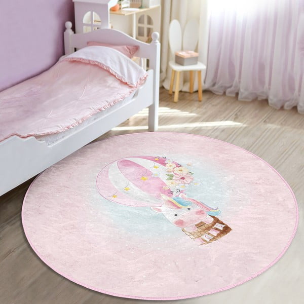 Tappeto rosa per bambini ø 120 cm Comfort - Mila Home-image-3