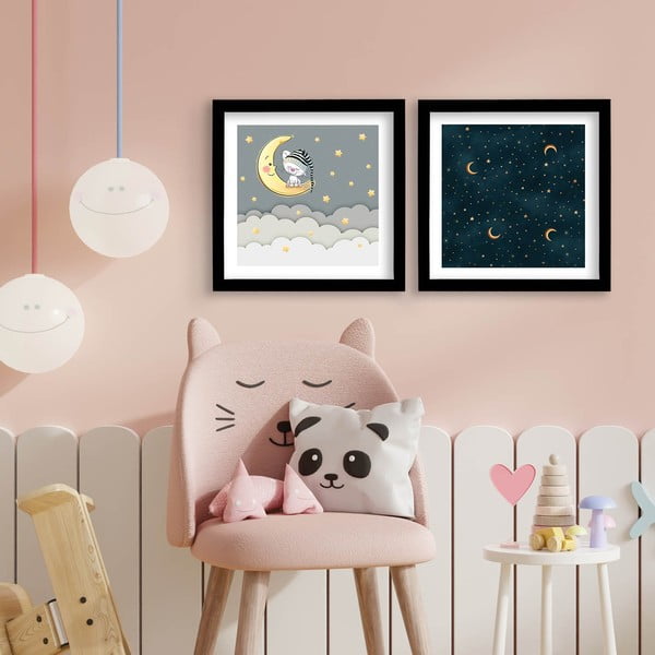 Quadri per bambini in set da 2 33x33 cm Night - Wallity-image-1