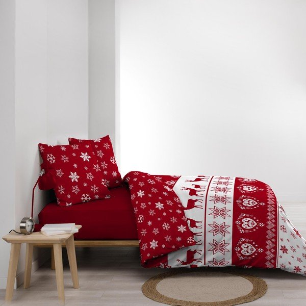 Biancheria da letto rossa in microflanella per letto matrimoniale/per letto prolungato 240x220 cm Floconette – douceur d'intérieur-image-4
