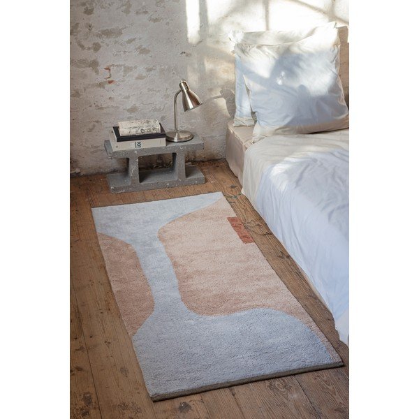 Passatoia lavabile in cotone azzurro e beige 70x150 cm Figura - Mette Ditmer Denmark-image-2