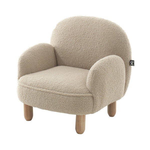 Poltrona per bambini beige con rivestimento in bouclé Rocky – Vipack