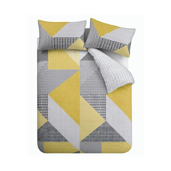 Biancheria da letto giallo-grigio 200x200 cm Larsson Geo - Catherine Lansfield
