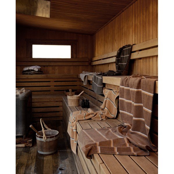 Asciugamano nero/grigio chiaro in cotone 50x100 cm Sauna – Zone-image-1