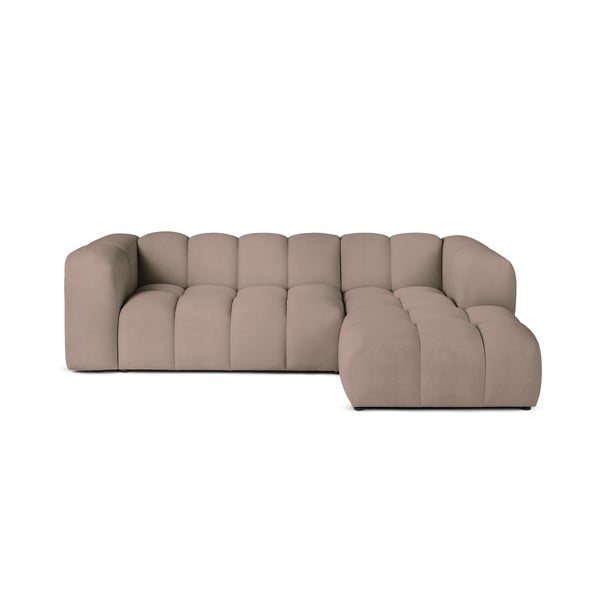 Divano angolare grigio tortora (con penisola a destra e chaise lounge) con rivestimento in velluto Cube – Bonami Selection