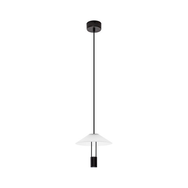 Lampadario LED nero opaco in alluminio con paralume in vetro acrilico ø 22 cm Anafi – Nova Luce