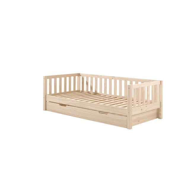 Letto da bambini di colore naturale in pino massiccio con rete inclusa 90x200 cm Fritz – Vipack