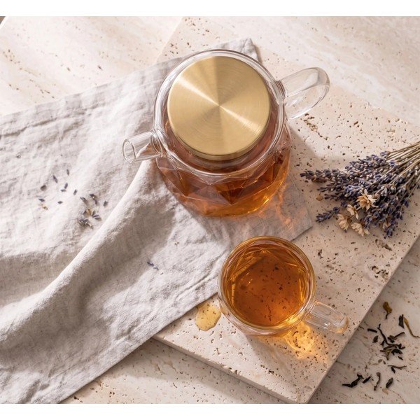 Teiera dorata in vetro con filtro 1,3 l Geo – Vialli Design-image-3
